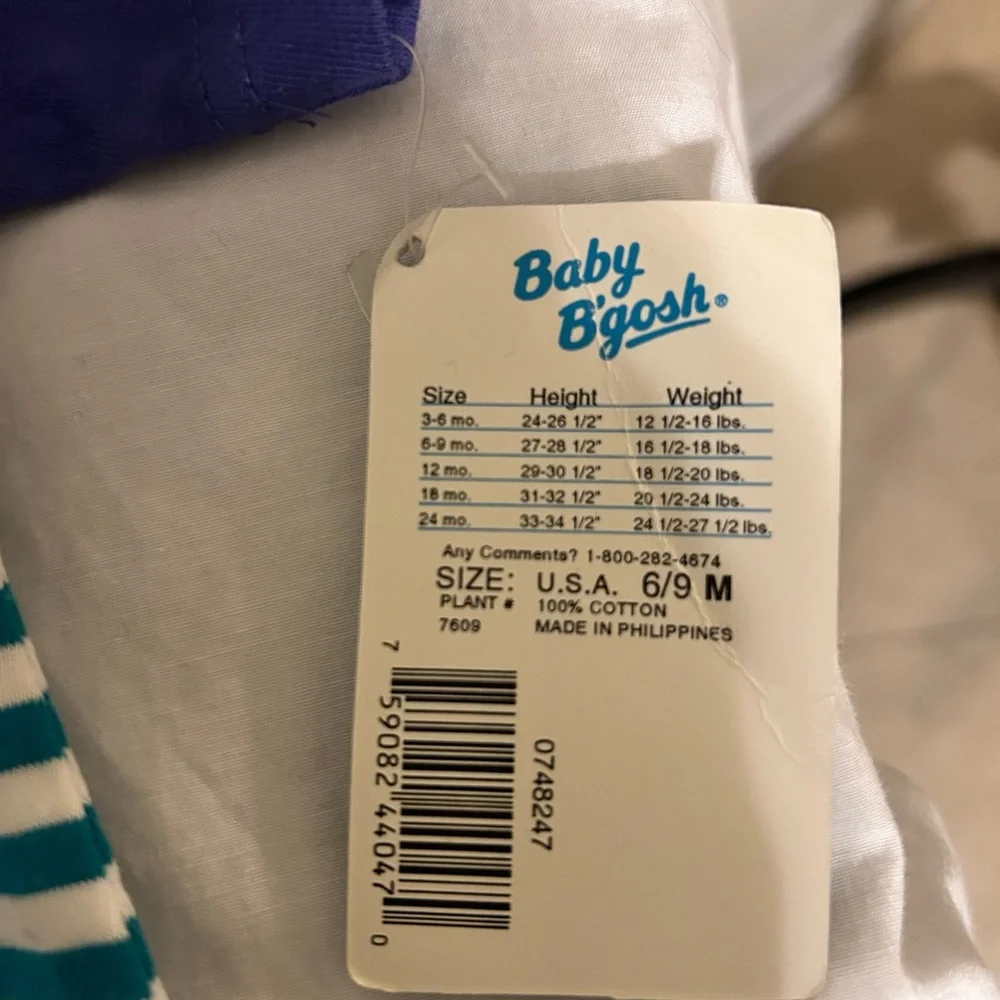 NWT Vintage Early 90’s Baby B’gosh Striped Romper/6-9 Months